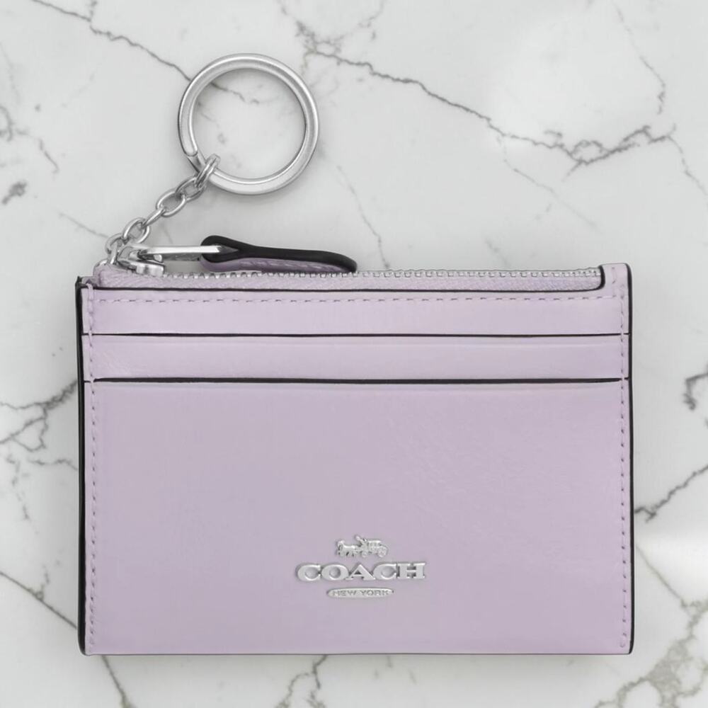 NWT Coach Mini Skinny ID Case Light Amethyst Purple Glazed Leather CEC47